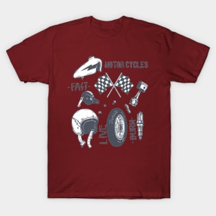 Motorcycle-parts-pack illustration design T-Shirt